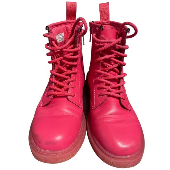 Dr Martens Delaney HOT PINK high top boots Youth size 3 - Picture 2 of 9